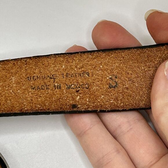 Vintage Milor Tooled Leather Belt Southwest Thunderbird Aztec Size Small 1980s - Picture 7 of 12